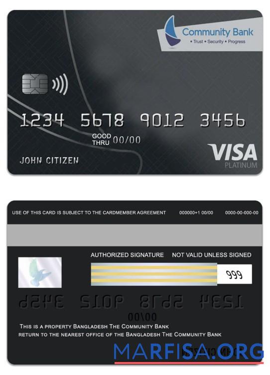 Printable Bangladesh The Community Bank visa platinum card template